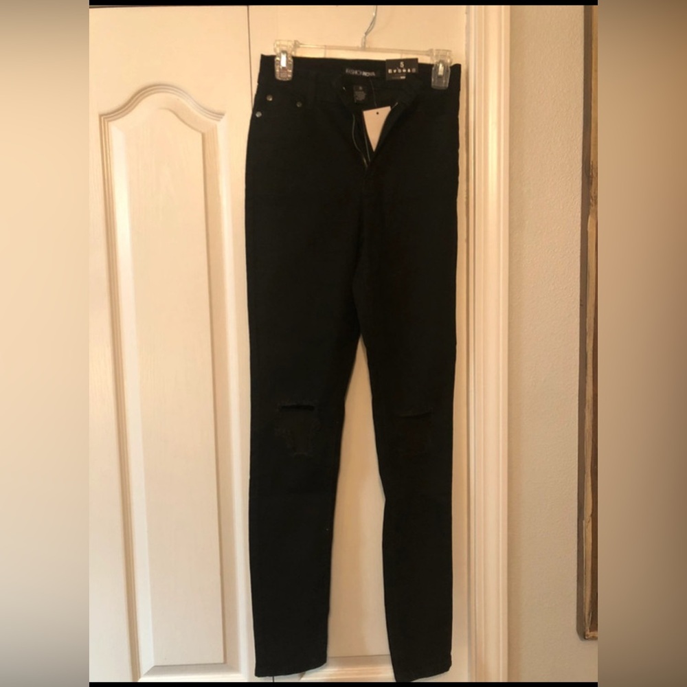 Black high rise ripped jeans